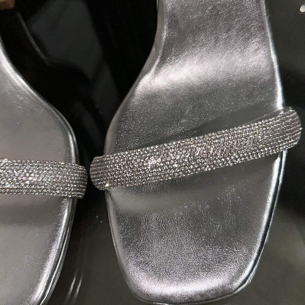 Just Fab - Golden Hour Mule Sandals In Clear Rhinestone - Picture 6 of 13